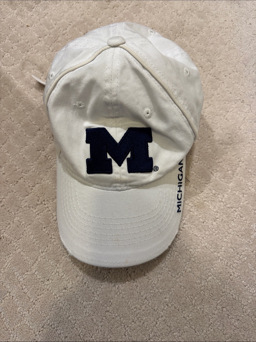 Signature White Baseball Cap with Navy 'M' Logo